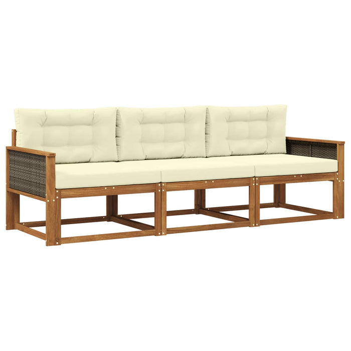 Set de canapele de exterior cu pernă 3 pcs Natural și Crem WALTI