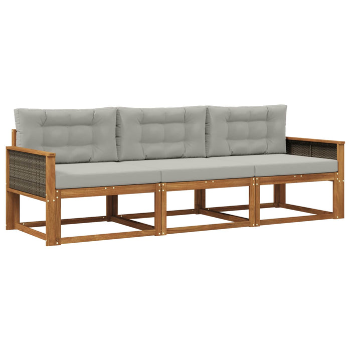 Set de canapele de exterior 3 pcs Natural și Gri deschis WALTI