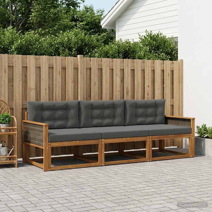 Set de canapele de exterior cu pernă 3 pcs Natural și Antracit WALTI