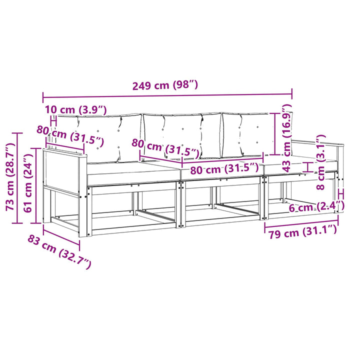 Set de canapele de exterior 3 pcs Natural și Gri deschis WALTI