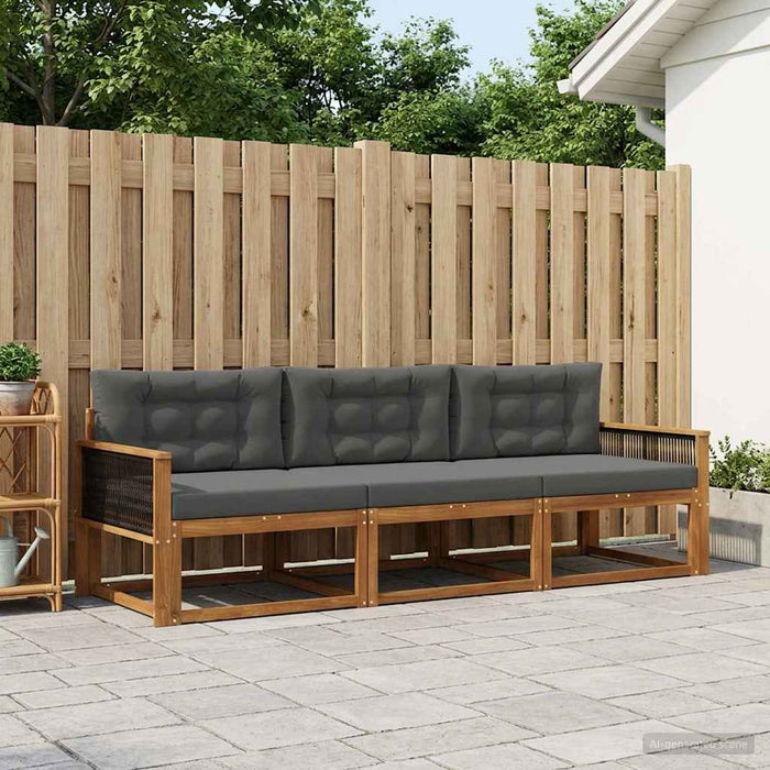 Set de canapele de exterior cu pernă 3 pcs Natural și Antracit WALTI