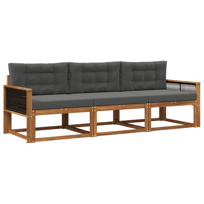 Set de canapele de exterior cu pernă 3 pcs Natural și Antracit WALTI