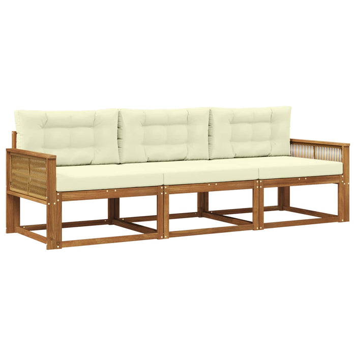 Set de canapele de exterior cu pernă 3 pcs Natural și Crem WALTI