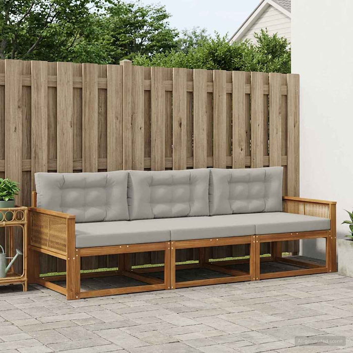 Set de canapele de exterior 3 pcs Natural și Gri deschis WALTI
