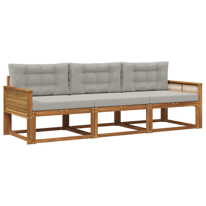 Set de canapele de exterior 3 pcs Natural și Gri deschis WALTI