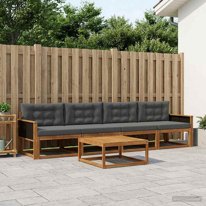 Set de canapele de exterior cu pernă 5 pcs Natural și Antracit WALTI