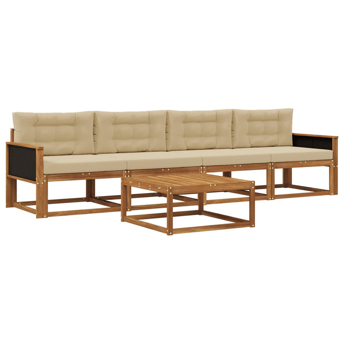 Set de canapele de exterior cu pernă 5 pcs Natural și Bej WALTI