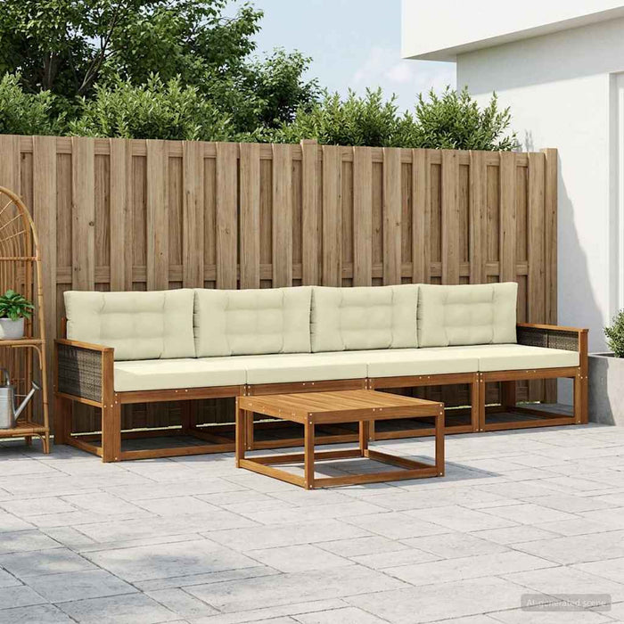 Set de canapele de exterior cu pernă 5 pcs Natural și Crem WALTI