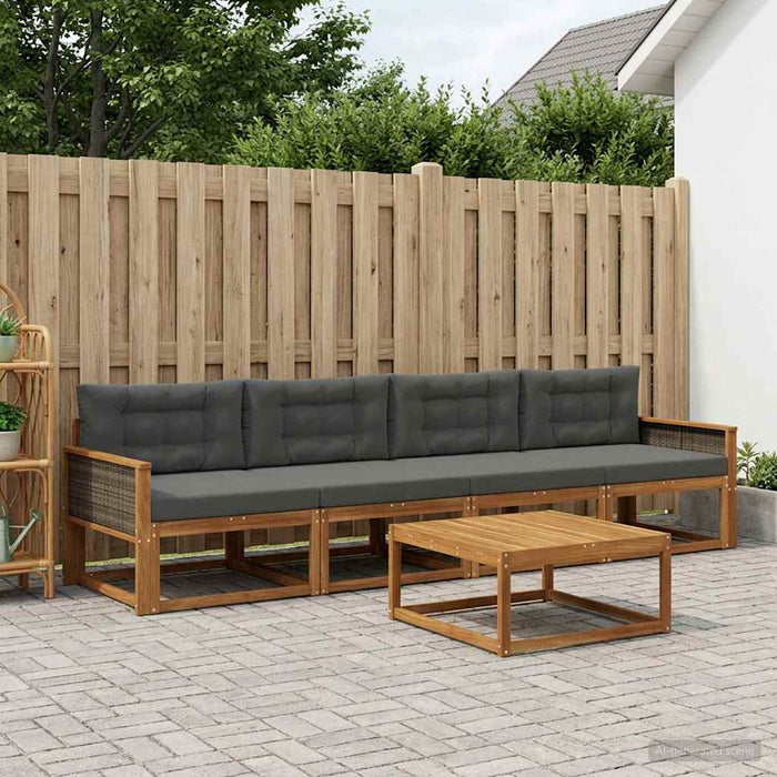 Set de canapele de exterior cu pernă 5 pcs Natural și Antracit WALTI