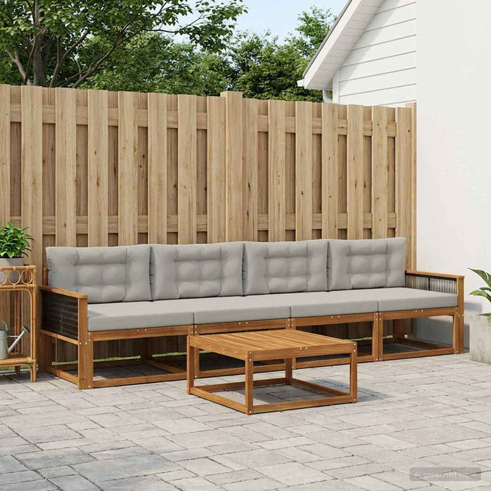 Set de canapele de exterior 5 pcs Natural și Gri deschis WALTI
