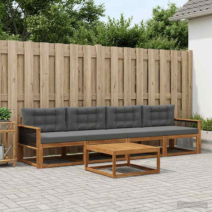 Set de canapele de exterior cu pernă 5 pcs Natural și Antracit WALTI
