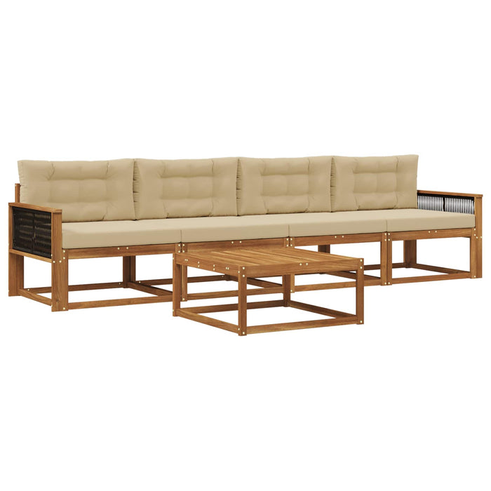 Set de canapele de exterior cu pernă 5 pcs Natural și Bej WALTI