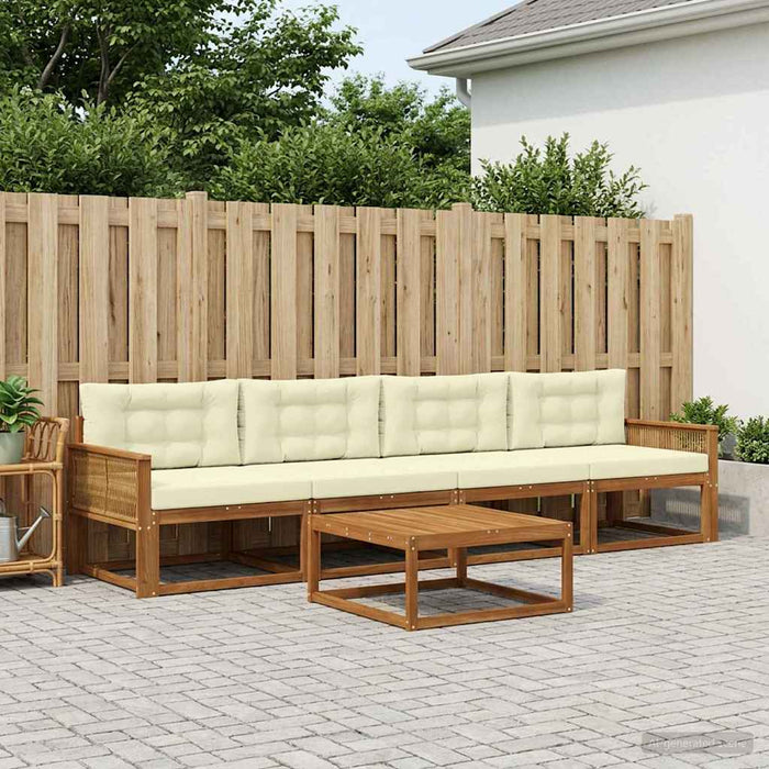 Set de canapele de exterior cu pernă 5 pcs Natural și Crem WALTI