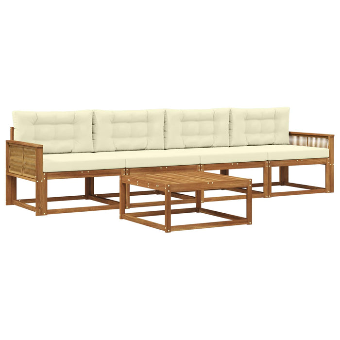 Set de canapele de exterior cu pernă 5 pcs Natural și Crem WALTI