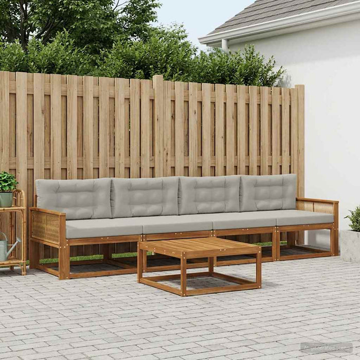 Set de canapele de exterior 5 pcs Natural și Gri deschis WALTI