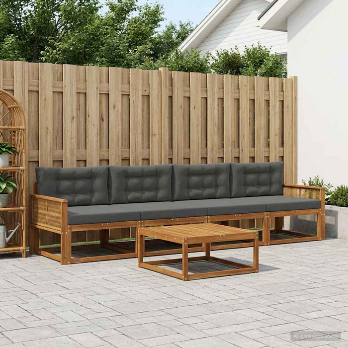 Set de canapele de exterior cu pernă 5 pcs Natural și Antracit WALTI