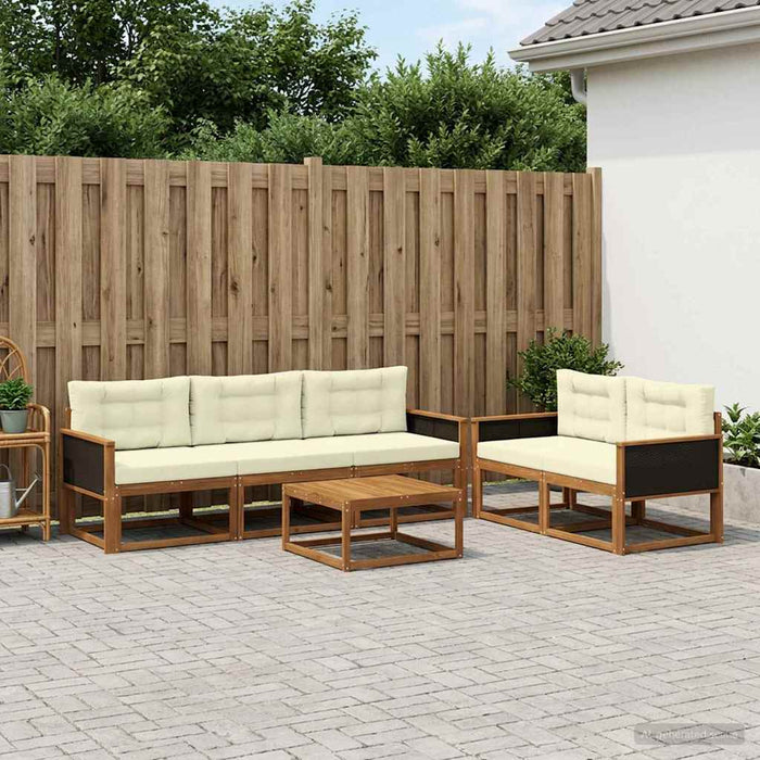 Set de canapele de exterior cu pernă 6 pcs Natural și Crem WALTI