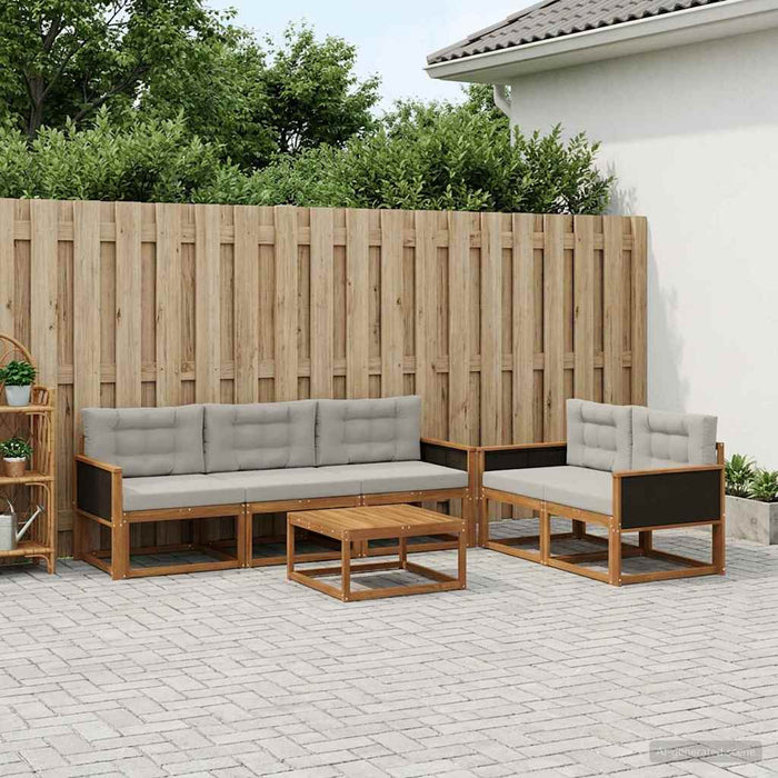 Set de canapele de exterior 6 pcs Natural și Gri deschis WALTI