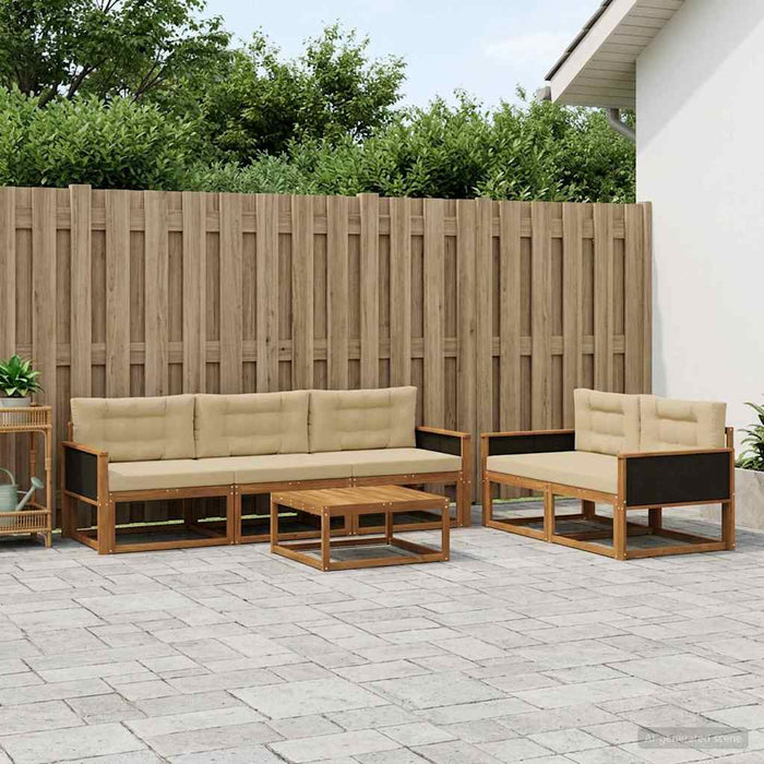Set de canapele de exterior cu pernă 6 pcs Natural și Bej WALTI