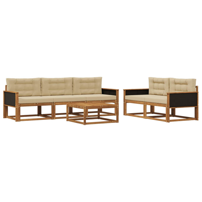 Set de canapele de exterior cu pernă 6 pcs Natural și Bej WALTI