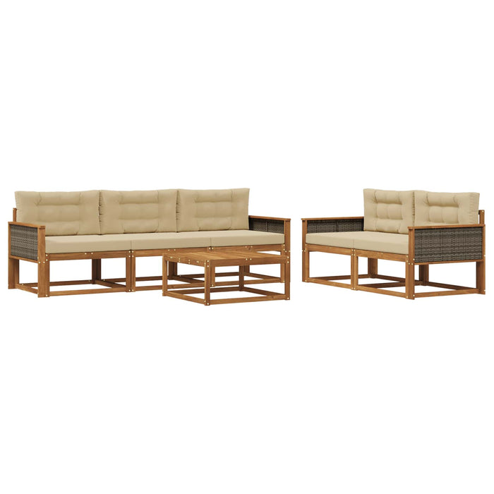 Set de canapele de exterior cu pernă 6 pcs Natural și Bej WALTI
