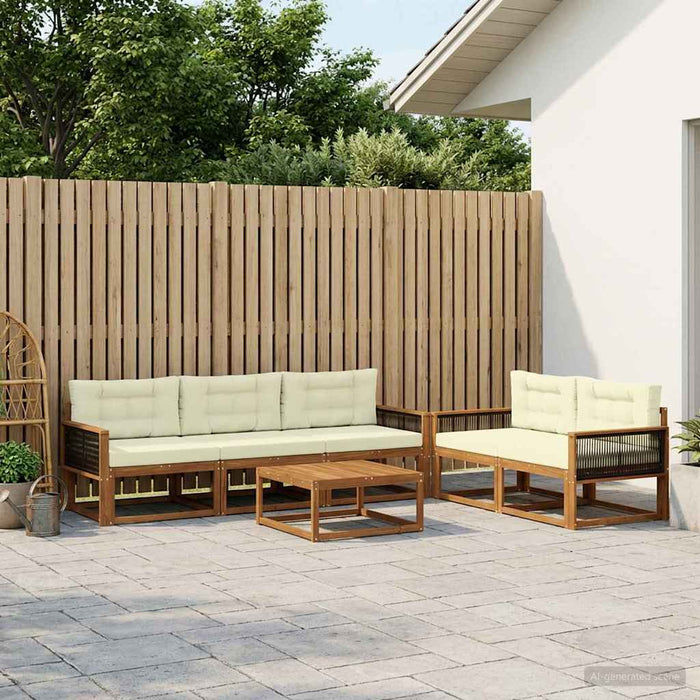 Set de canapele de exterior cu pernă 6 pcs Natural și Crem WALTI