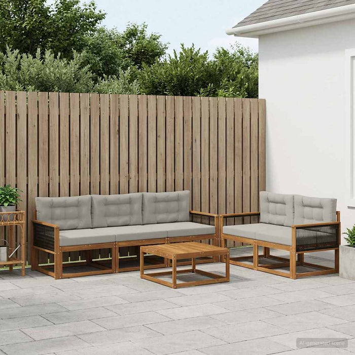Set de canapele de exterior 6 pcs Natural și Gri deschis WALTI