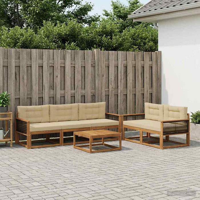 Set de canapele de exterior cu pernă 6 pcs Natural și Bej WALTI