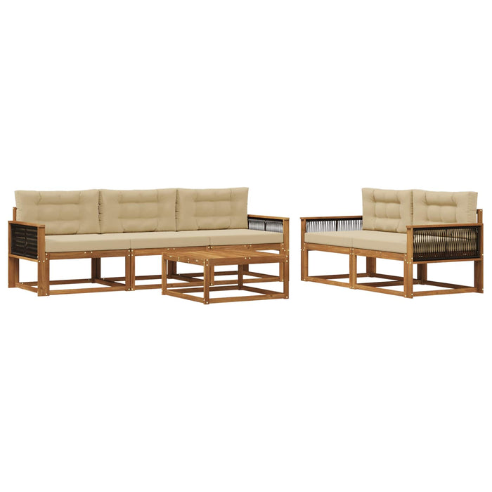 Set de canapele de exterior cu pernă 6 pcs Natural și Bej WALTI