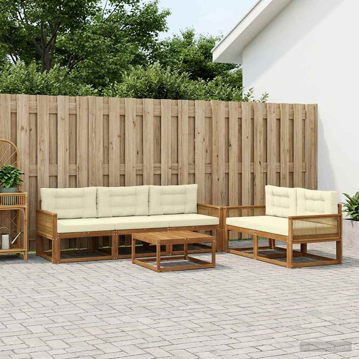 Set de canapele de exterior cu pernă 6 pcs Natural și Crem WALTI