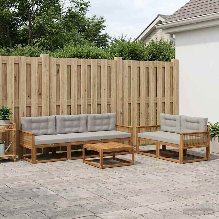 Set de canapele de exterior 6 pcs Natural și Gri deschis WALTI