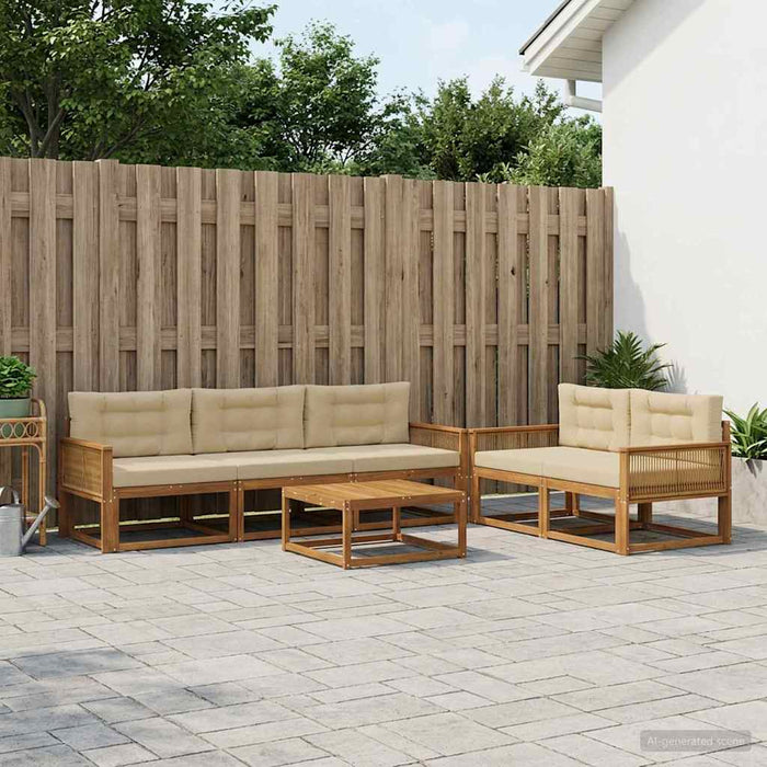 Set de canapele de exterior 6 pcs Natural și Bej WALTI