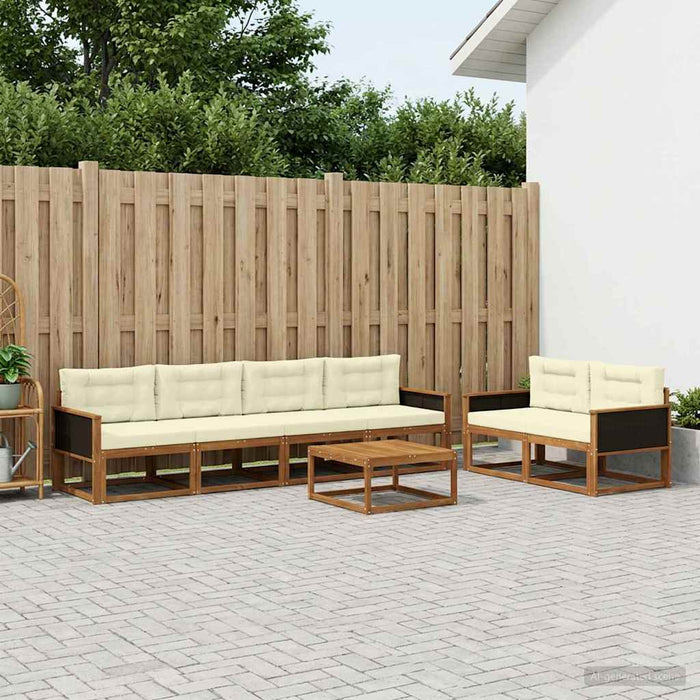 Set de canapele de exterior cu pernă 7 pcs Natural și Crem WALTI