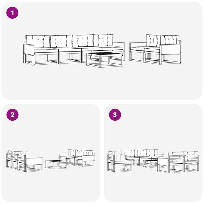 Set de canapele de exterior cu pernă 7 pcs Natural și Crem WALTI