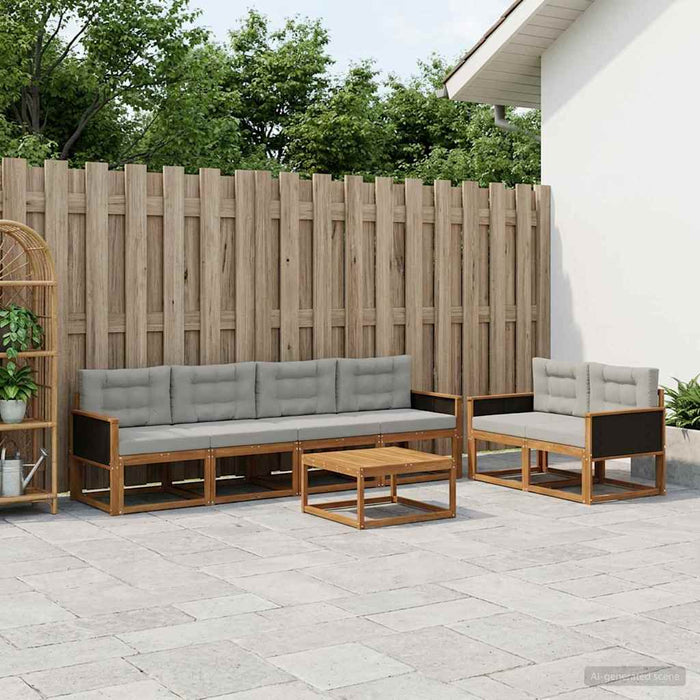 Set de canapele de exterior 7 pcs Natural și Gri deschis WALTI