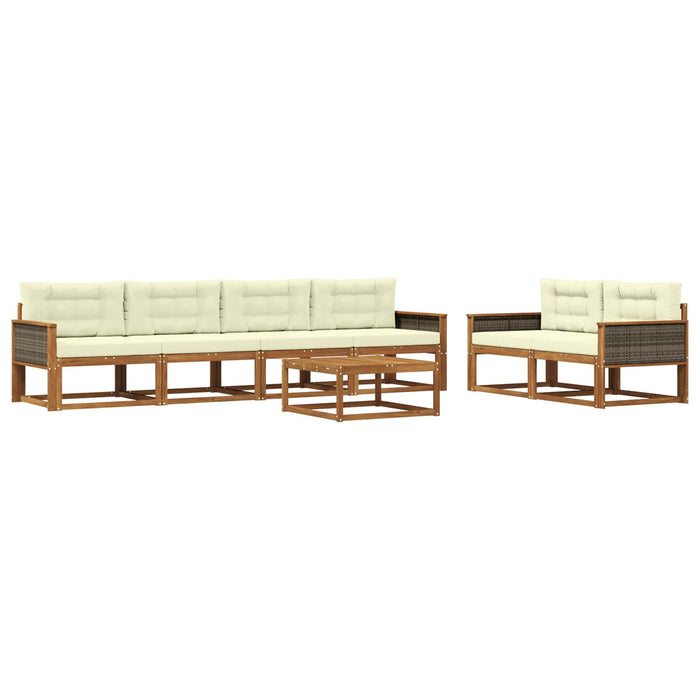 Set de canapele de exterior cu pernă 7 pcs Natural și Crem WALTI