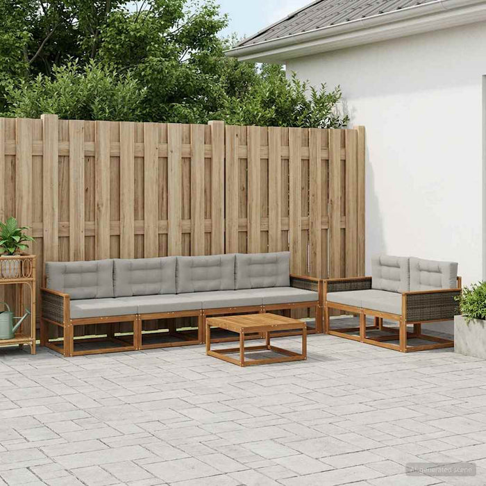 Set de canapele de exterior 7 pcs Natural și Gri deschis WALTI
