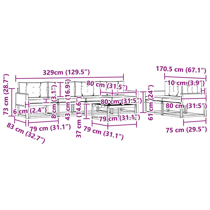 Set de canapele de exterior 7 pcs Natural și Antracit WALTI