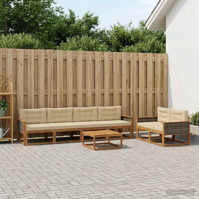 Set de canapele de exterior cu pernă 7 pcs Natural și Bej WALTI