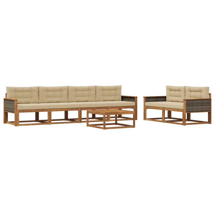 Set de canapele de exterior cu pernă 7 pcs Natural și Bej WALTI