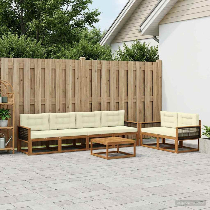 Set de canapele de exterior cu pernă 7 pcs Natural și Crem WALTI