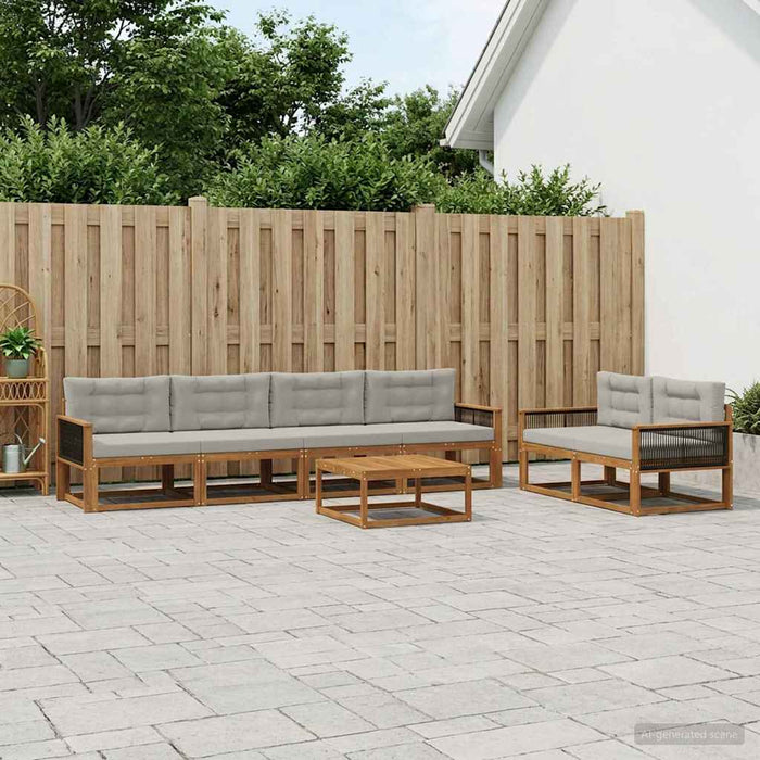 Set de canapele de exterior 7 pcs Natural și Gri deschis WALTI