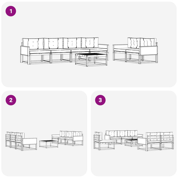 Set de canapele de exterior cu pernă 7 pcs Natural și Antracit WALTI