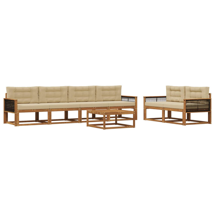 Set de canapele de exterior cu pernă 7 pcs Natural și Bej WALTI
