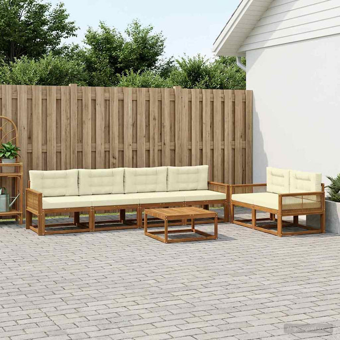 Set de canapele de exterior cu pernă 7 pcs Natural și Crem WALTI