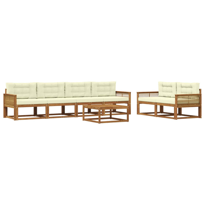 Set de canapele de exterior cu pernă 7 pcs Natural și Crem WALTI