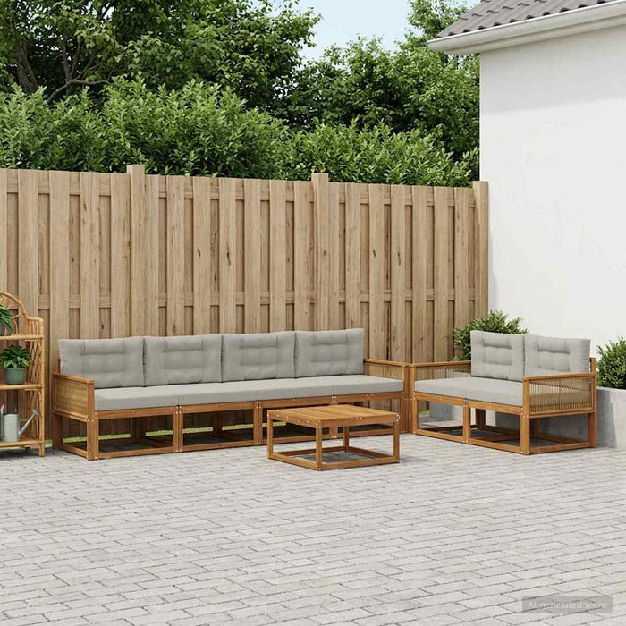 Set de canapele de exterior 7 pcs Natural și Gri deschis WALTI
