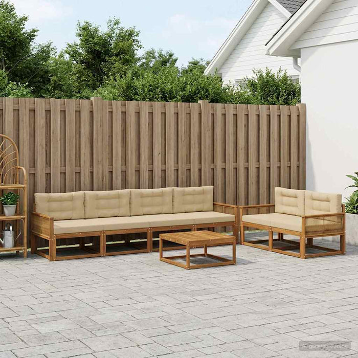Set de canapele de exterior cu pernă 7 pcs Natural și Bej WALTI