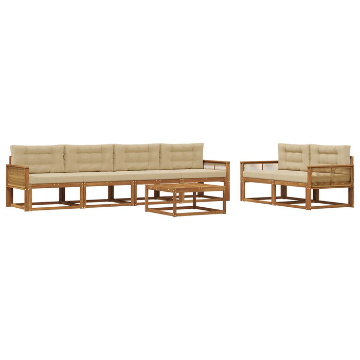 Set de canapele de exterior cu pernă 7 pcs Natural și Bej WALTI