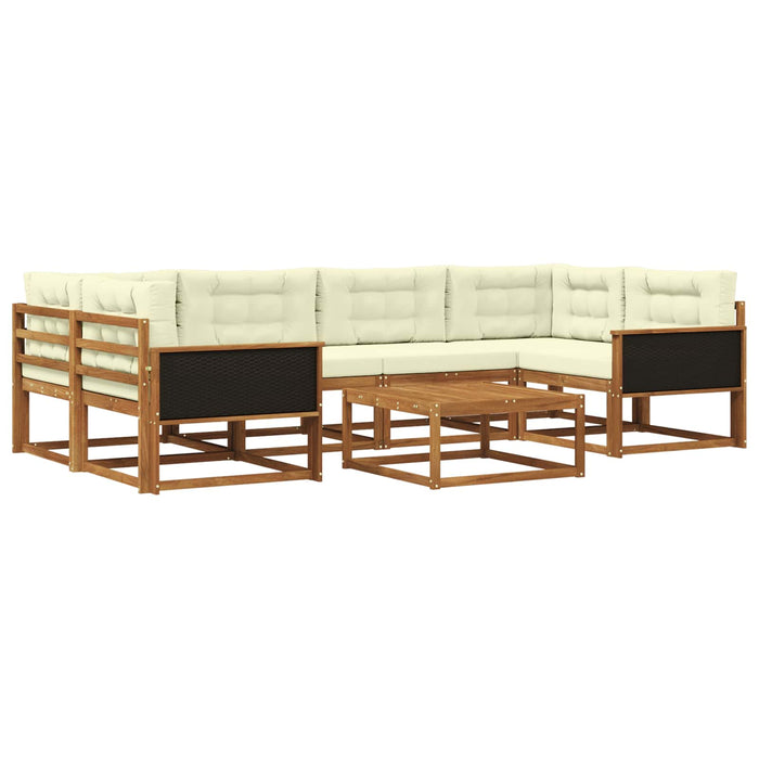 Set de canapele de exterior cu pernă 7 pcs Natural și Crem WALTI